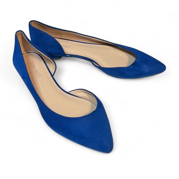 Nine West Royal Blue Suede Ballet Flat Point Toe 8.5 - Picture 2 of 7